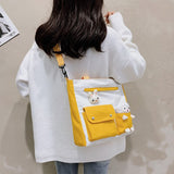 Women's Canvas Bag 2022 New Trendy Shoulder Bag Japanese Literature and Art Messenger Bag Student Wild Large-capacity School