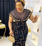 Spring Midi Dress African Dress for Women Sexy Daily Elegant Long Bodycon Dresses Rhinestone Robe Femme African Clothes-Outfit
