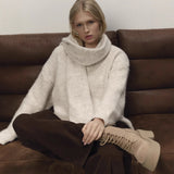 New Loose Knitting Jacket Solid Color High-Collar Loose Autumn And Winter Women's
