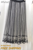 Women One Layer All Match Outer Tulle Skirt Elastic Waist Black Tutu A-line Long Skirt QT2180-Outfit