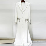 Star Fashion Heavy Industry Nails And Studded Suit Dress Dress Fishtail