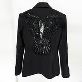 Early Spring New Star Fashion Mesh Splicing Heavy Industry Nail Bead Jacket Chiffon