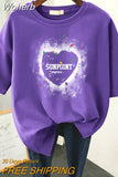 Plus Size T Shirt 100% Cotton L-6XL Tshirt Short Sleeve Women Top 2023 Summer Heart Print O Neck Oversized T Shirts-Outfit