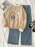 2 Piece Set womens outfits cotton Sportswear Casual loose full Sleeve hoodies and denim wide leg pants Two Piece Sets INS 430-0-Outfit