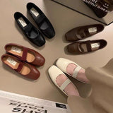 Woherb Jane Women's Shoes 2024 Spring And Autumn New Fashion French Temperament Elegant 100 Collocation Skirt Shallow Soft Bottom-Outfit