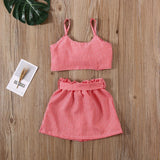 & children's 1-6Years Summer Toddler Kids Baby Girl Plaid Crop Tops Mini Skirt Dress outfits Clothes for