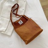 Bags for Women 2022 Corduroy Snap Button Shoulder Bag Large Capacity Reusable Shopping Bag Literary Buckle Tote Female
