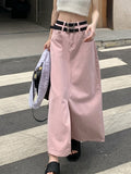 Denim Skirts Women Sweet Loose Casual High Waist Do Old Spring All-match College Daily Ulzzang Style Fashion Washed Classic-Outfit
