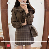 Spring Winter Mini Skirts Women Cute Sweet Girls Preppy Style Koran Japan Design Clothes High Wait Zipper Plaid Skirt