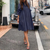 High Waist Sundress ZANZEA 2022 Fashion Puff Sleeve Shirt Dress Solid Short Vestidos Female V Neck Robe Femme