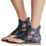 Women Flats Sandals Fashion Strap Leopard PU Leather Bohemia Shoes Casual Open Toe Roman Gladiator Flip Flops