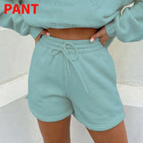 Print Women 2 Piece Set Long Sleeve Sweatshirt Sweatshorts Loose Casual Tracksuit Loungewear 2021 Autumn