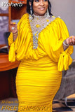Two Piece Set Africa Clothing African Clothes Plus Size African Dresses for Women 2023 Summer Outfits Bead Mesh Fold Skirt Set-Outfit