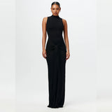Summer New Women's Fashion Pure Color Round Neckless Strapped With Body-Body-Body-Suited Dress