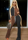 Winter Contrast Color Velour Zipper