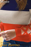 Out Fashion Colorblock Crisscross Cold Shoulder Top Casual Pullover Top T Shirt-Outfit