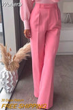 High Waisted Casual White Trousers Women Brown Stright Pants Office Lady Korean Style Women 2023 Pantalones De Mujer-Outfit