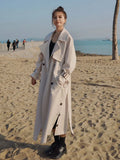 Style Fashion Long Double-Breasted Women Trench Coat Beige Duster Coat for Lady Spring Autumn Female Cloak