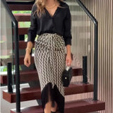 Woherb 2024 New Solid Color Temperament Shirt Jacket High-Waisted Skirt Two Sets Of Women-Outfit