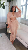 Hollow Out Hole Tassel 2 Piece Set Women Sexy Lace Up V Neck Crop Top + Long Skirts Skinny Club Party Beach Outfits 2023-Outfit