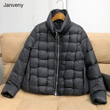Winter Puufer Fluffy Down Coat Women Stand Color THick Warm Female 90% White Duck Down Jacket Short Feather