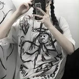 Gray Tshirt Streetwear Loose Summer T Shirt Women Harajuku Punk Short Sleeves T-shirts Tops Tee Hip Hop Loose Tshirt
