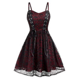 Gothic Black Dress Plus Size Halloween Lace Mesh Patchwork Sleeveless Camisole Party Dress Casual Women Elegant