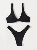 Solid Tie Sexy Bikinis Push Up Bikini 2021 Newest Padded Bra High Leg Bandage Swimsuit Female Swimwear Women