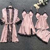 Pajamas Women's Pyjamas Four-Piece Korean Version Of Sling Pyjamas Women's Home Clothes With Chest Cushions Pajamas Pajamas