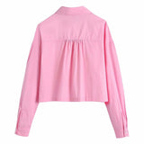 Women Summer Loose Shirts Blouses Tops 2023 Solid Casual Turn-down Collar Female Fashion Elegant Poplin Top CC3202-Outfit