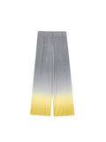 2023 Women Summer Pleated Straight Pants Fashion Gradient Elastic Waist Chiffon Full Length Female Casual Trousers Cloth-Outfit