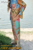2023 Women Summer 2-Pieces Sets Vintage Print Loose Shirts Tops and Trousers Female ELegant Street Two Suits Clothing-Outfit