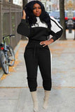 Winter Contrast Color Crop Top and Pants 2 Piece
