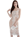 Wind To Close The Waist Thin Temperament Sling Skirt 2025 Summer Dress New Korean Version Of The Design Lace Bag Hip