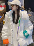Winter Woman Coat Keep Warm Parkas Fashion Wide-waisted Warm White Hooded Loose Jacket Oversize Coat Cotton Jacket Top-Outfit