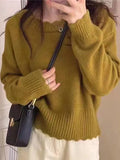 New Loose Retro Sweater Female Korean Version Lace Round Collar Warm Wind Bottom Top Girl-Outfit