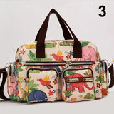 Handbag Vintage Flower Printed Waterproof Nylon Shoulder Messenger Bag Large Capacity Tote Bag Casual Picnic Travel