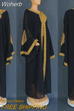 Piece Set Dress African Dresses for Women 2023 Traditional Gold Embroidery Clothing Islam Kaftan Abaya Musulman Robe Femme-Outfit