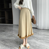 Mink Hair Half-Length Skirt Children's Autumn And Winter Korean High-Waisted Hip-Covering Knitted Skirt Medium-Long Agaric Pleated Skirt-Outfit