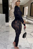 Sexy Hollow Out Tight Top and Pants 2 Piece