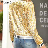 Women Sequin Jackets Glitter Long Sleeve Coats Elegant Spring Outwear Office Ladies Solid Streetwear-Outfit