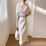 And Autumn 2025 New Hanging Neck Open Shoulder Design Long-Sleeved Top Temperament High-Waisted Fishtail Dress Fashion Suit