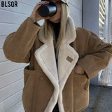 Autumn And Winter New Women's Fashion Loose Warm Retro Lamb Wool Coat
