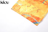 Kliou Tie Dry Two Piece Set Women 2021 Sexy Halter Sequined Beachwear Cleavage Crop Top+Mini Skirt Suit Female платье