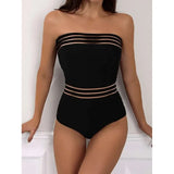 Up Bikinis 2021 New Swimsuits Scalloped Edge Swimwear Women Black Bandeau Bathing Suit Women Solid Biquini Beach