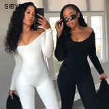 Fall Winter Long Sleeve Jumpsuit Women V Neck Bodycon Rompers Womens Jumpsuit Black Casual Fitness Streetwear