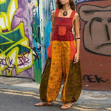 Vintage Jumpsuit Women 2021 Causal Office Ladies Clothes Pants Rompers Pocket Loose Overall Sleeveless Print Summer