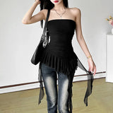 Spring And Summer Women's New Fashion One-Word Shoulder Repair Leud Thrombochrome Bhise Small