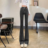 Woherb Women's Wear 2024 New Elastic High Waist Slim Show Thin Hot Girl Bell Bottoms Ins-Outfit
