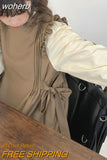 Sleeve Midi Dress for Women Retro Autumn Clothing Bows Baggy Sweet Cute Japan Style Harajuku Students New Vestidos Vintage-Outfit